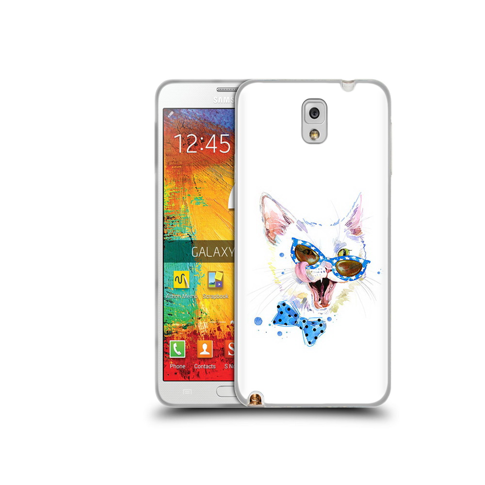 

Чехол MyPads Tocco для Samsung Galaxy Note 3 белый кот, Прозрачный, Tocco