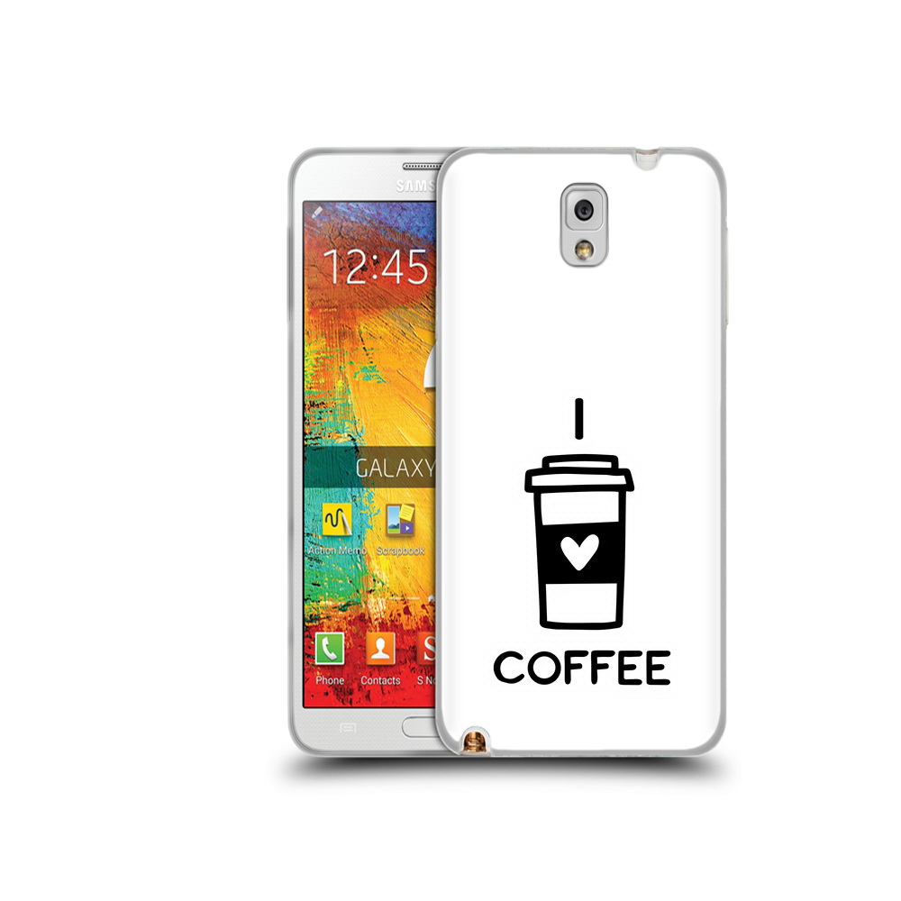 

Чехол MyPads Tocco для Samsung Galaxy Note 3 Я люблю кофе, Прозрачный, Tocco