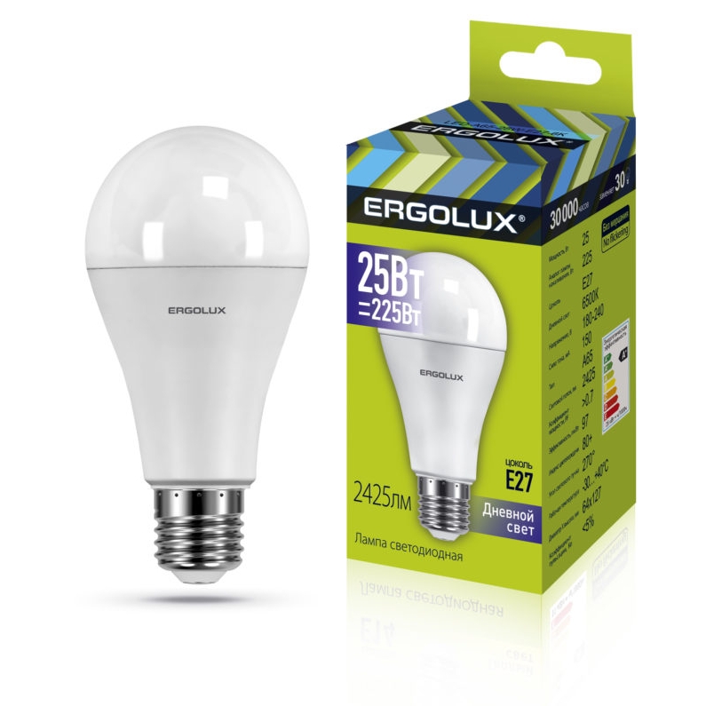 фото Комплект светодиодных лампочек ergolux led-a65-25w-e27/10шт-6k/10шт