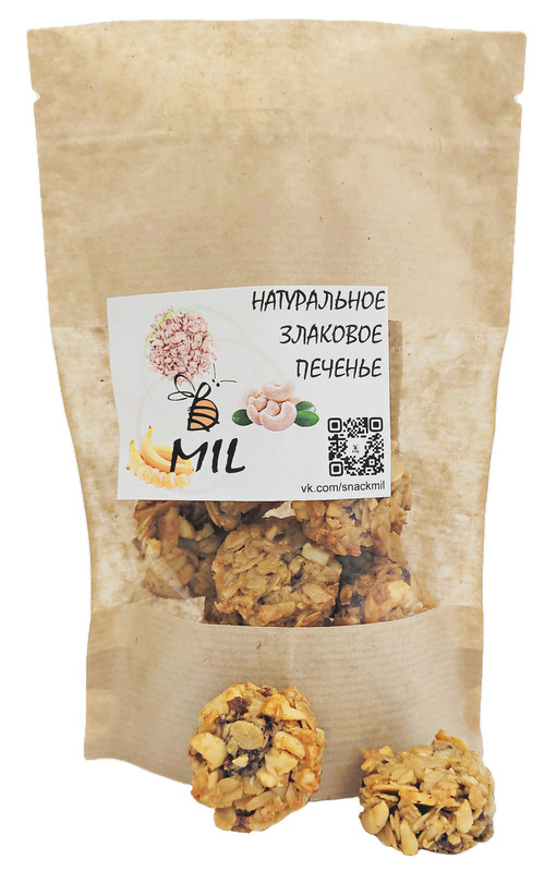 

Злаковое печенье MIL: кешью, банан, 70 г, 80326498-КБ