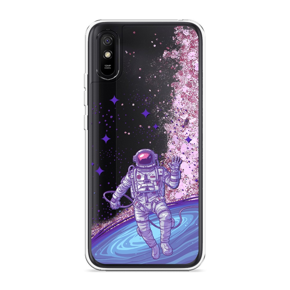 

Жидкий чехол с блестками "Космонавт в открытом космосе" на Xiaomi Redmi 9A, 38994-1