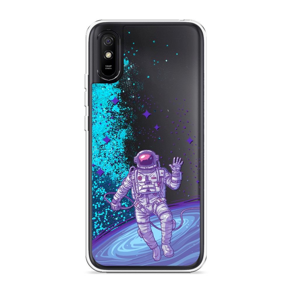 

Жидкий чехол с блестками "Космонавт в открытом космосе" на Xiaomi Redmi 9A, 38993-1