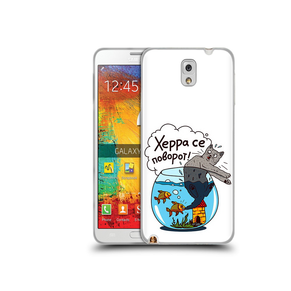 

Чехол MyPads Tocco для Samsung Galaxy Note 3 Рыбы с котом, Прозрачный, Tocco