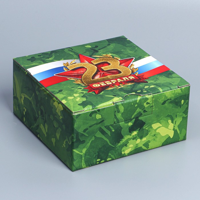 

Коробка складная Дарите Счастье 23 февраля 15 х 15 х 7 см, Зеленый