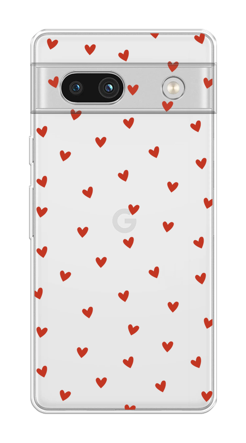 

Чехол на Google Pixel 7A "Red hearts", Красный;прозрачный, 271450-1