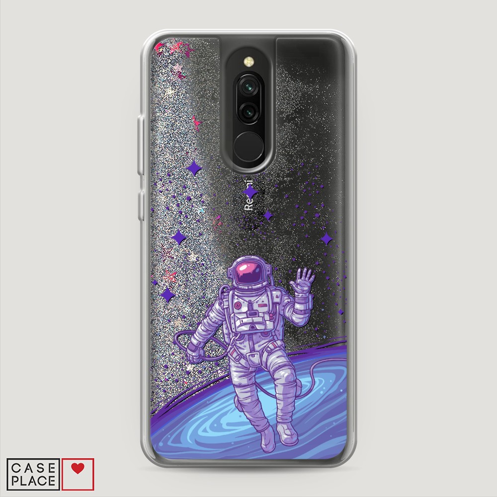 

Жидкий чехол с блестками "Космонавт в открытом космосе" на Xiaomi Redmi 8, 37191-1