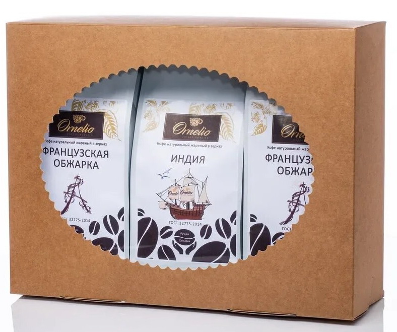 

Подарочный набор свежеобжаренного кофе в зернах трио Ornelio Арабика, 1500 г
