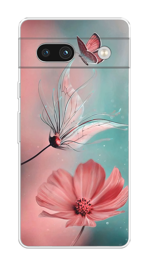

Чехол на Google Pixel 7A "Бабочка и цветок", Голубой;розовый, 271450-1