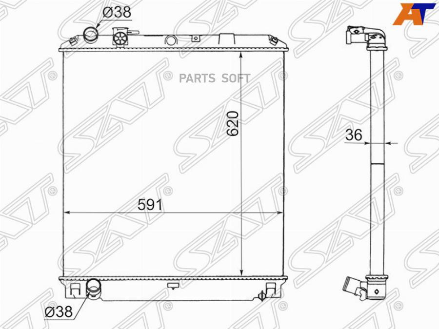 

SAT Радиатор ISUZU ELF FSR90/NPR81 04-пластинчатый