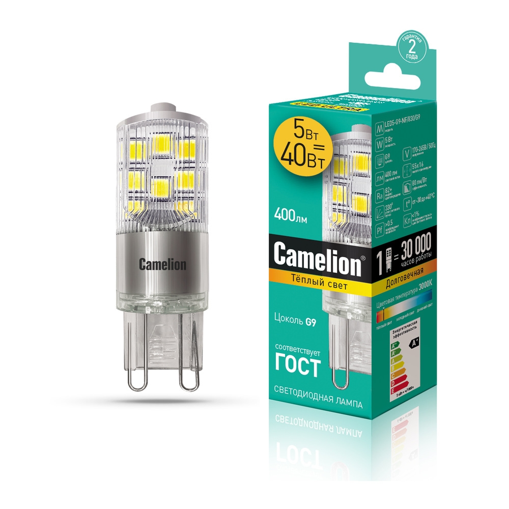 фото Комплект светодиодных лампочек camelion led5-g9-nf/830/g9/10шт