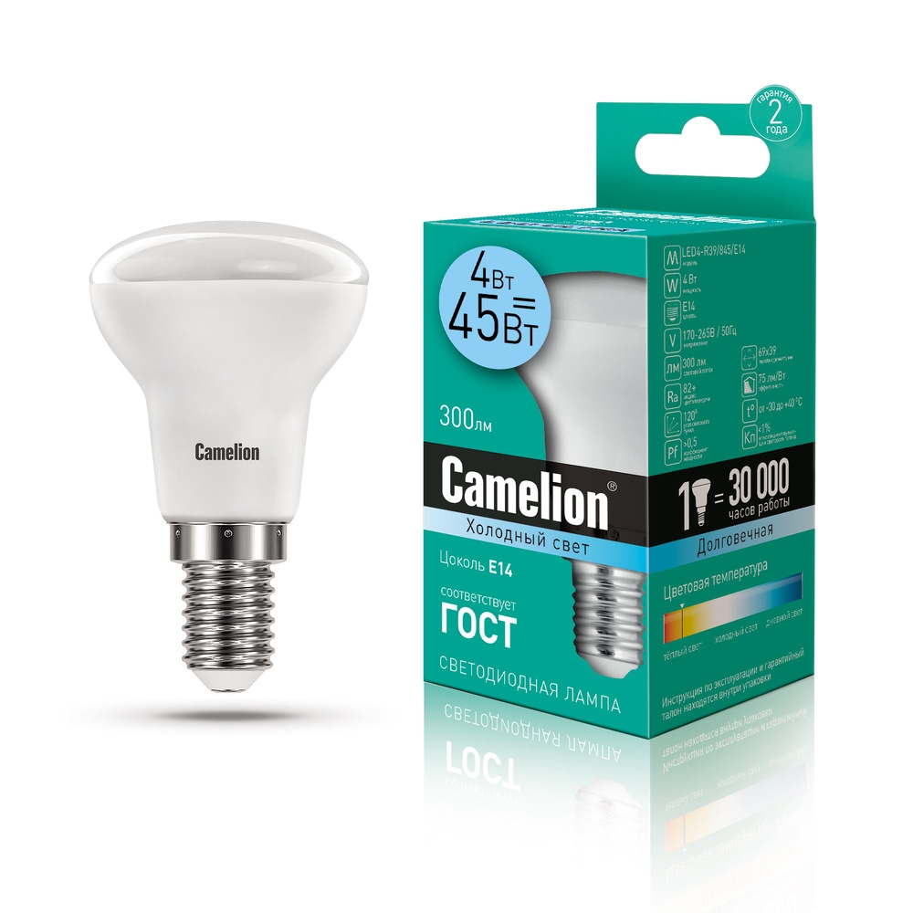 фото Комплект светодиодных лампочек camelion led4-r39/845/e14/10шт