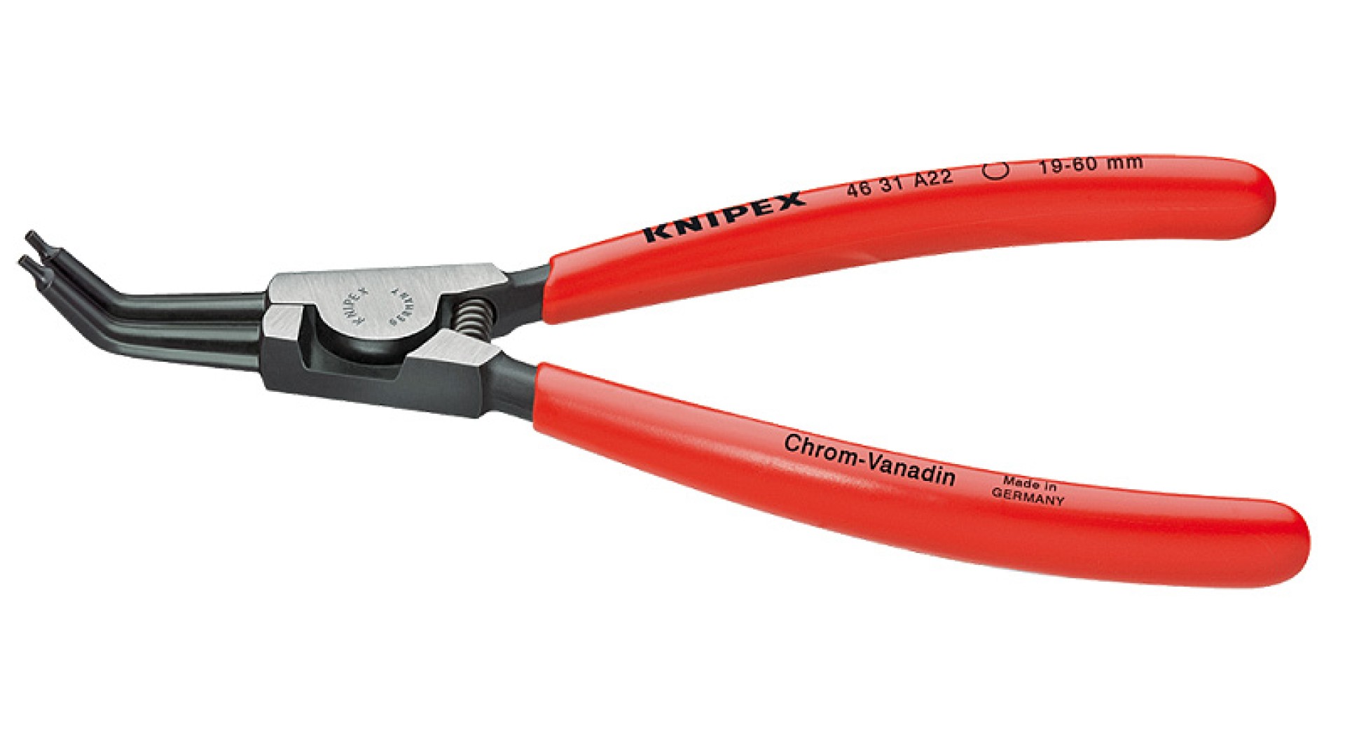 

Щипцы Knipex для внешних стопорных колец, губки 45°, 10-25 мм, длина 140 мм, KN-4631A12