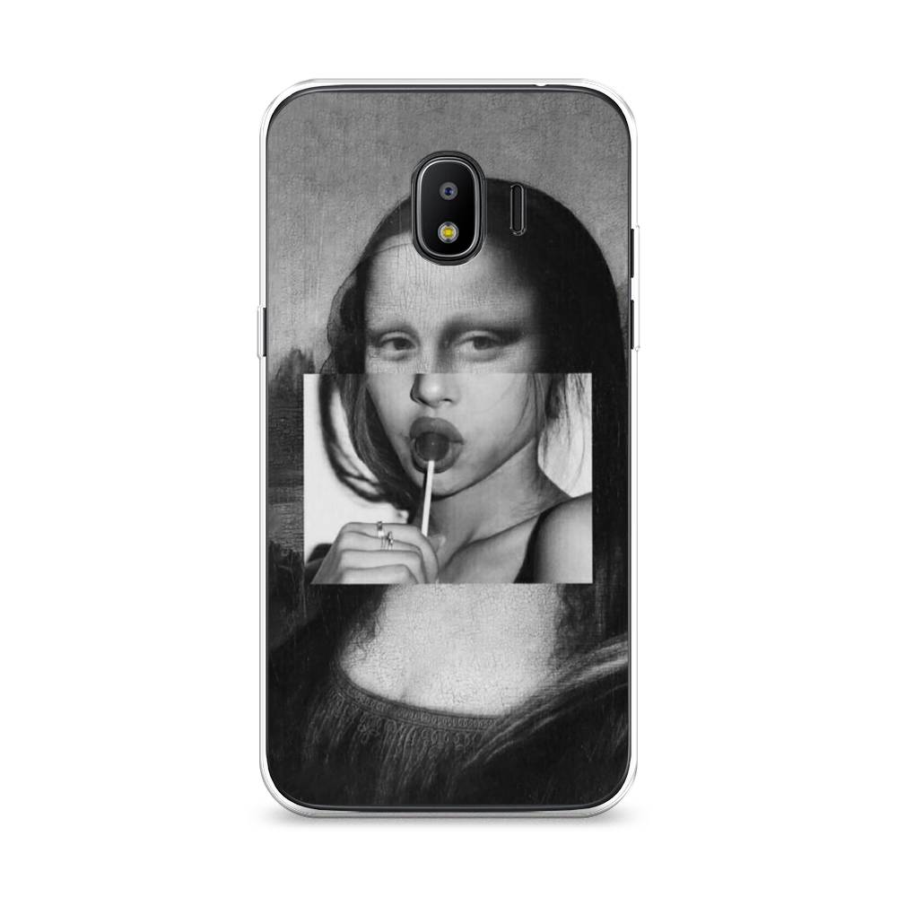 

Чехол Awog на Samsung Galaxy J2 2018 "Mona Lisa sucking lollipop", Серый, 25650-9