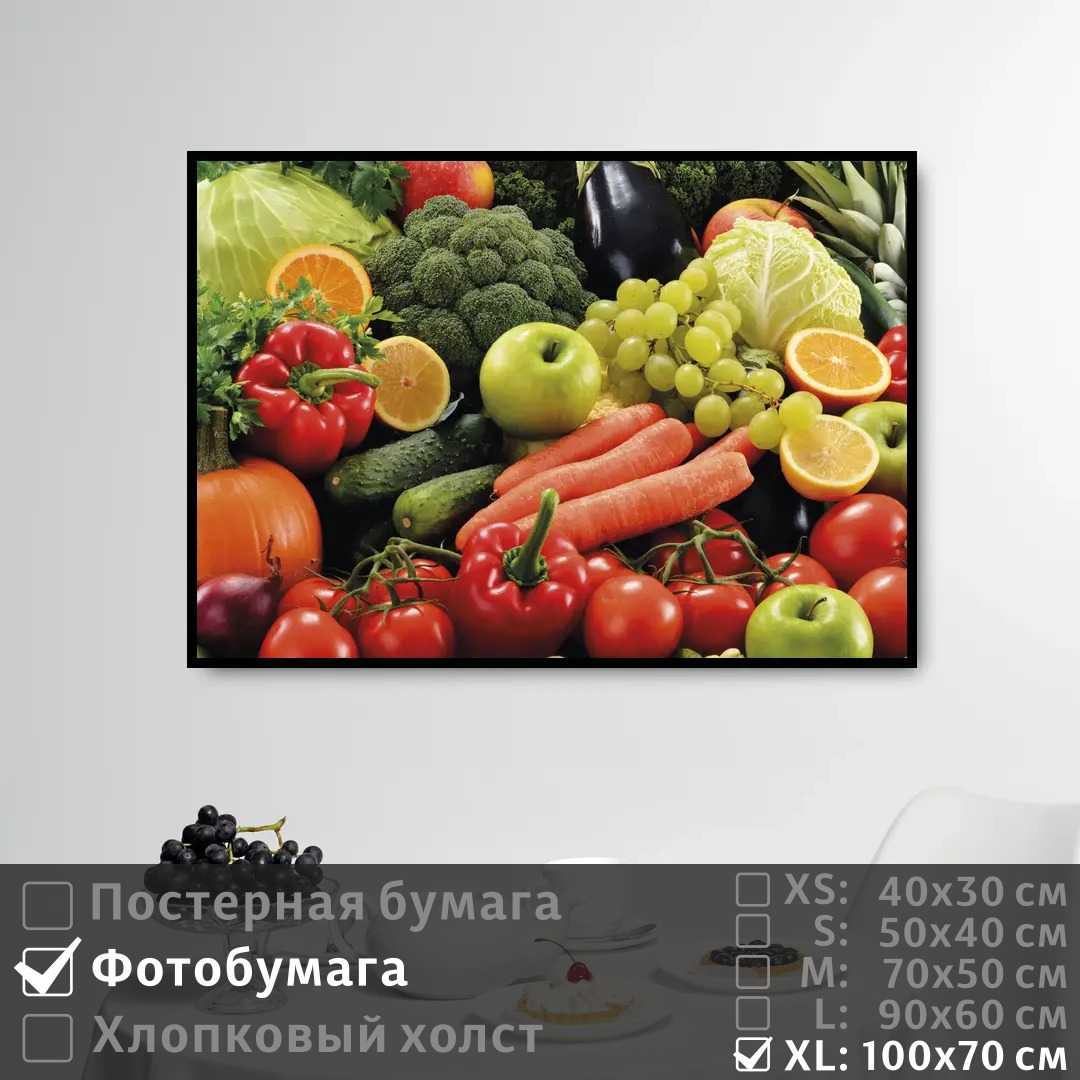 

Постер на фотобумаге ПолиЦентр Овощи и фрукты 100х70 см, ОвощиИФрукты1