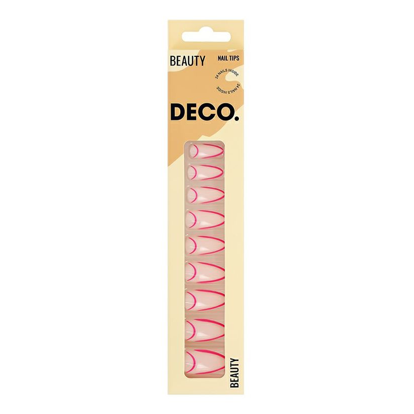 

Накладные ногти с клеевыми стикерами Deco Beauty pink 24 шт, Белый;розовый