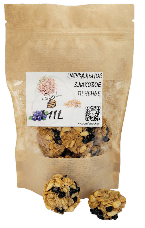

Злаковое печенье MIL: кедровый орех, черника, 70 г, 80326498-КОЧ