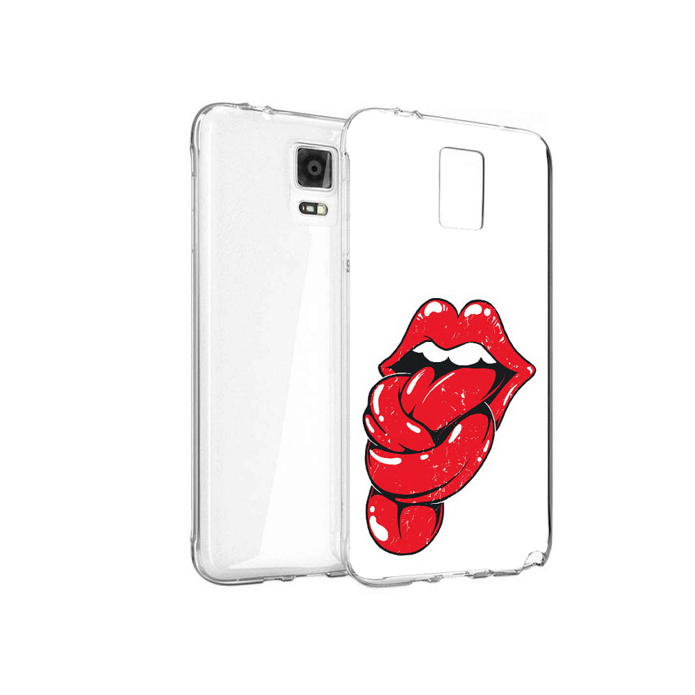 

Чехол MyPads Tocco для Samsung Galaxy Note 4 яркие губы с языком, Прозрачный, Tocco