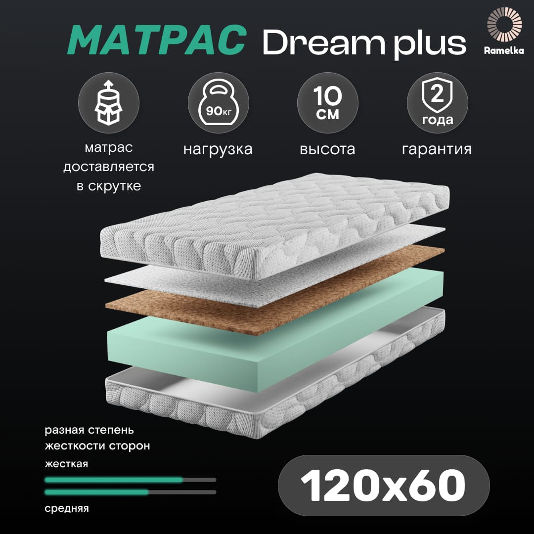 Детский матрас Ramelka Mettress DREAM LUX PRO 120x60x10