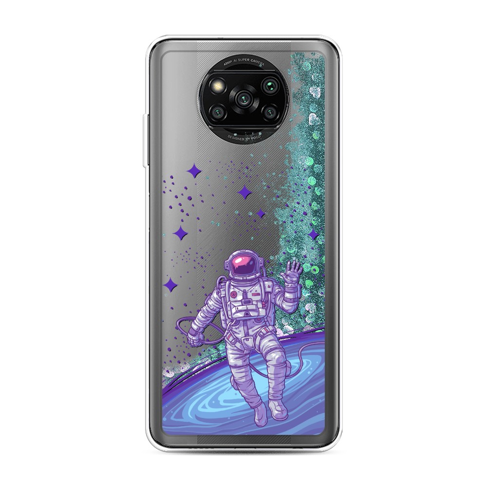 

Жидкий чехол с блестками "Космонавт в открытом космосе" на Xiaomi Poco X3 Pro, 310695-1