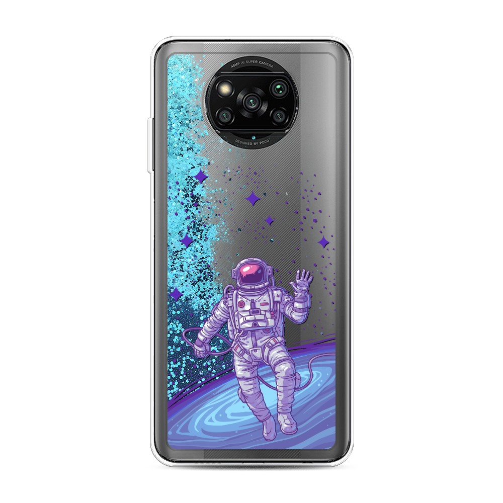 

Жидкий чехол с блестками "Космонавт в открытом космосе" на Xiaomi Poco X3 Pro, 310693-1