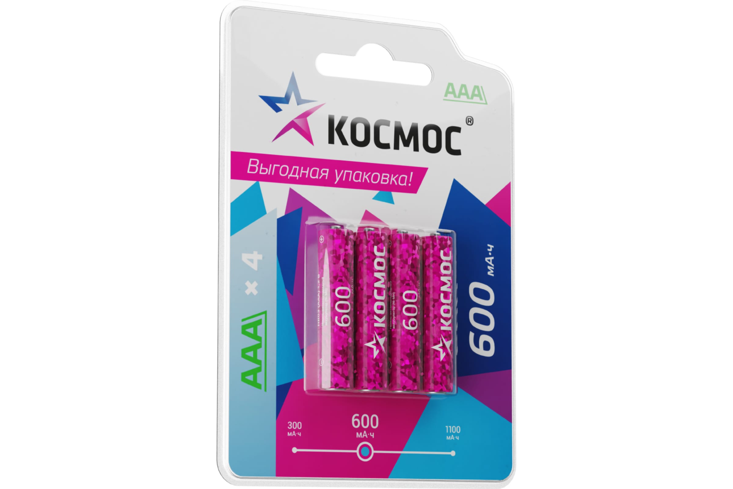 

КОСМОС Аккумулятор 600мАч R03 NiMH 4BL, KOCR03NIMH600mAh4BL