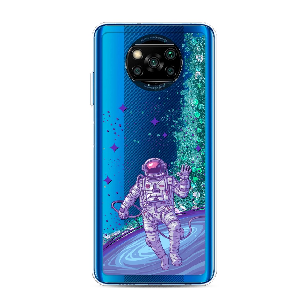 

Жидкий чехол с блестками "Космонавт в открытом космосе" на Xiaomi Poco X3 NFC, 39295-1