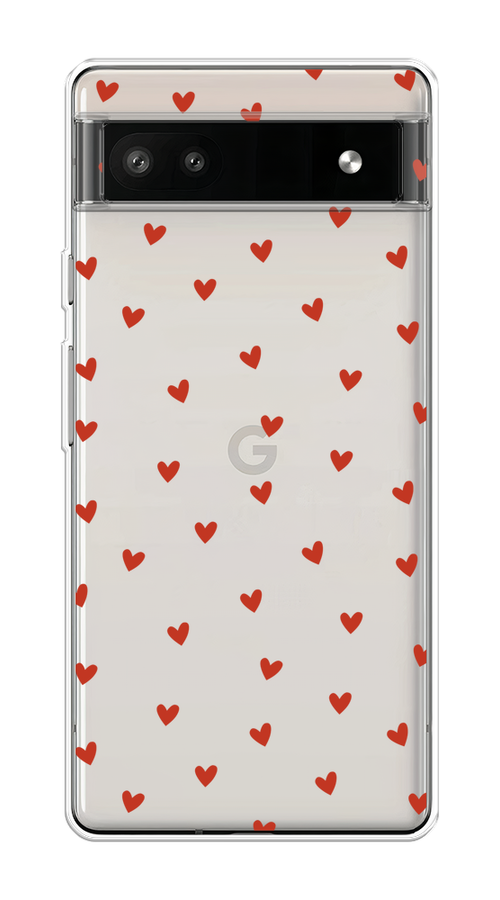 

Чехол на Google Pixel 6A "Red hearts", Красный;прозрачный, 271150-1