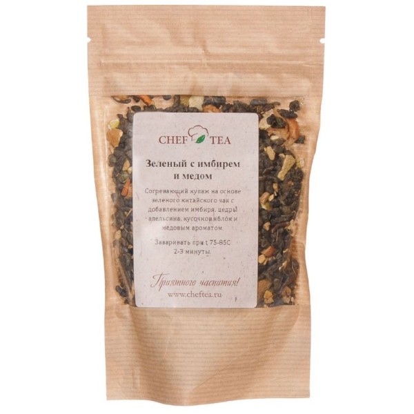 

Чай Chef Tea С имбирем и медом, зеленый с добавками, 100 г