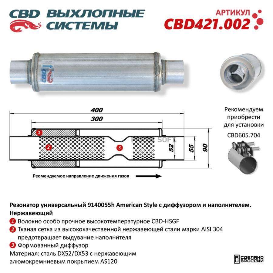 

CBD Резонатор универсальный 9140055h с диффузором и наполнителем. Нержавеющий. CBD421.002, CBD421002