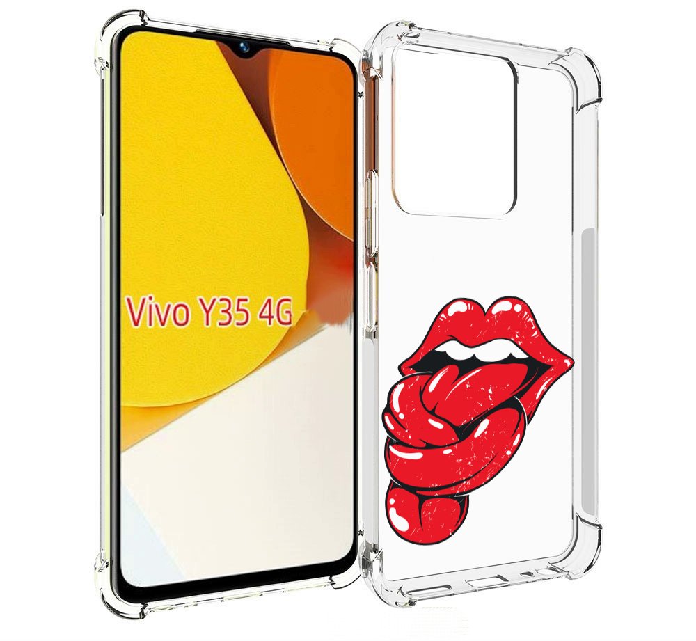 

Чехол MyPads яркие губы с языком для Vivo Y35 4G 2022 / Vivo Y22, Прозрачный, Tocco
