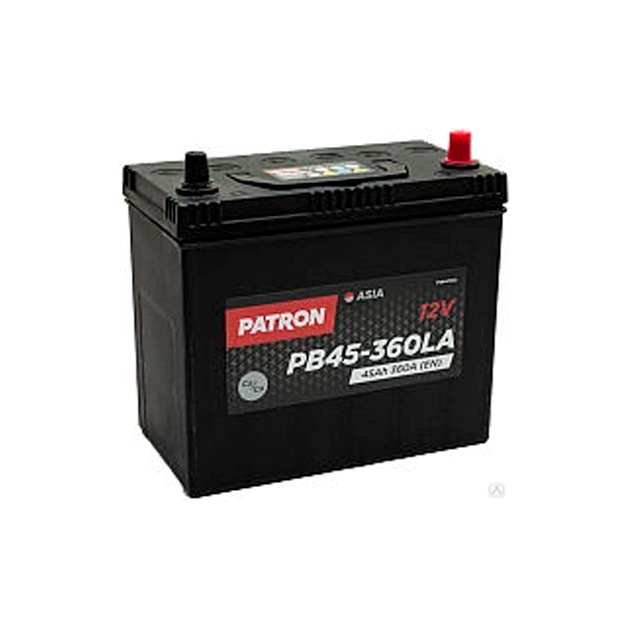 фото Аккумулятор patron asia 12v 45ah 360a (l+) тонкие клеммы jis t1 237x127x227mm 11,3kg