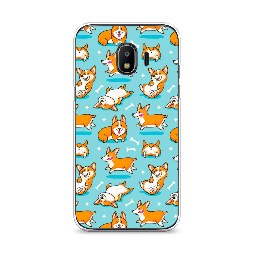 

Чехол Awog на Samsung Galaxy J2 2018 "Веселые корги", Коричневый, 25650-2