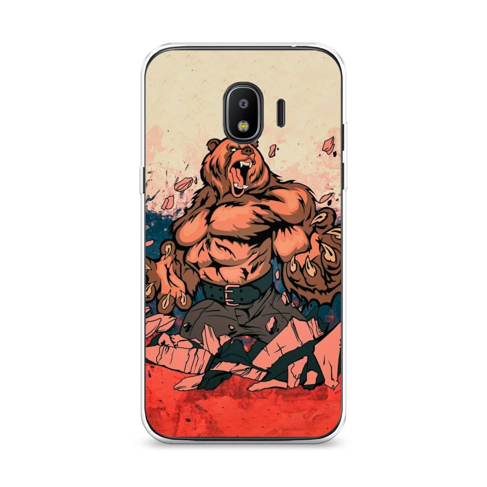 

Чехол Awog на Samsung Galaxy J2 2018 "Медведь с флагом РФ", Коричневый;синий;красный, 25650-2