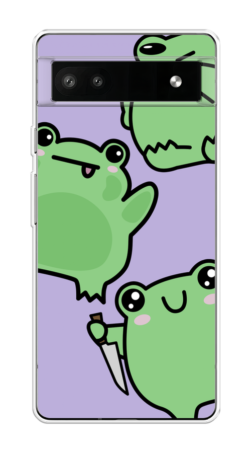 

Чехол на Google Pixel 6A "Опасные лягушата", Фиолетовый;зеленый;черный, 271150-1