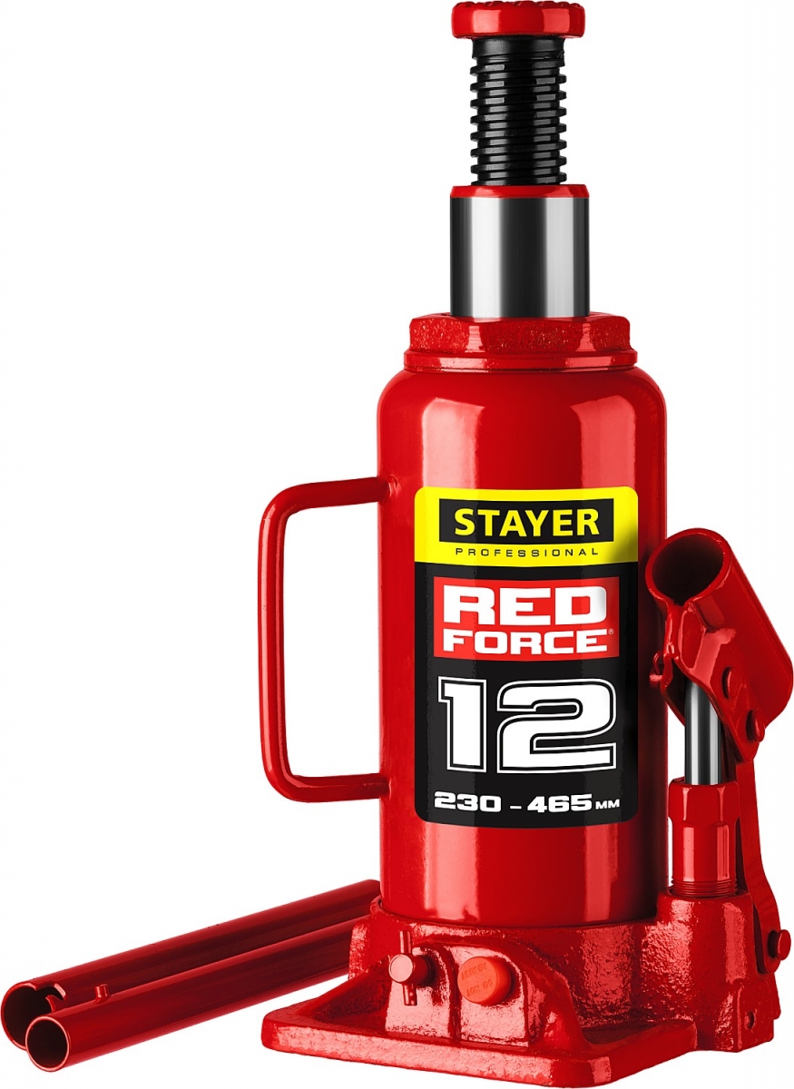 

STAYER RED FORCE 12т 230-465мм домкрат бутылочный гидравлический арт.43160-12_z01, Желтый