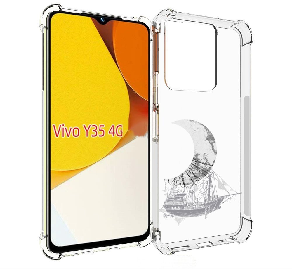 

Чехол MyPads черно белый корабль полумесяц для Vivo Y35 4G 2022 / Vivo Y22, Прозрачный, Tocco