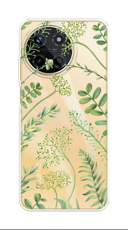 

Чехол на Realme 11 4G "Green Leaves", Зеленый;прозрачный, 2515150-1