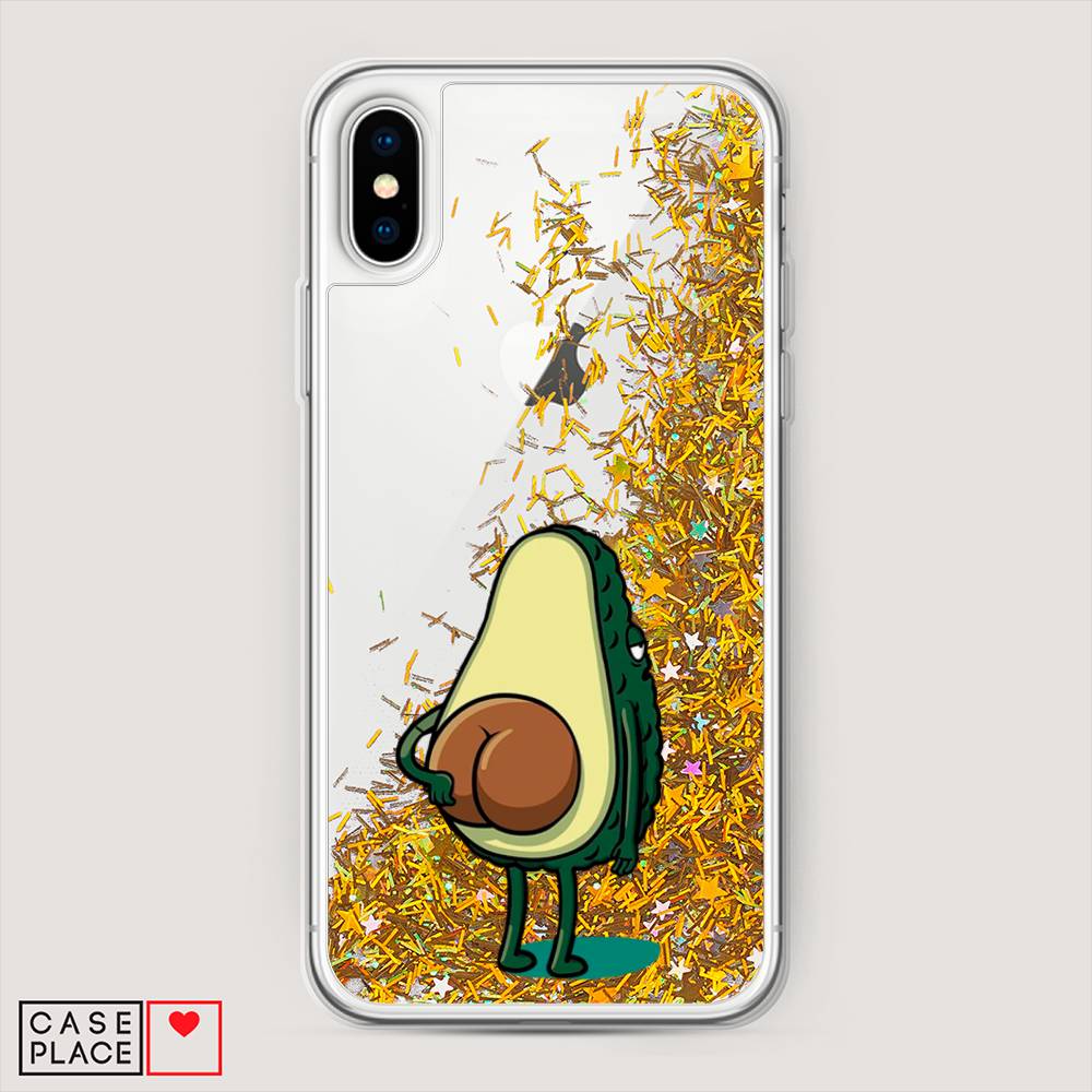 

Жидкий чехол с блестками "Попа авокадо" на Apple iPhone XS Max (10S Max), 11990-1