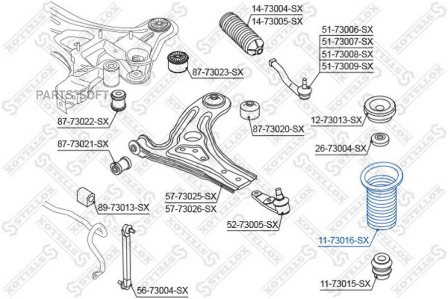 

STELLOX 1173016SX 11-73016-SX_пыльник амортизатора переднего!\ Daewoo Kalos 02