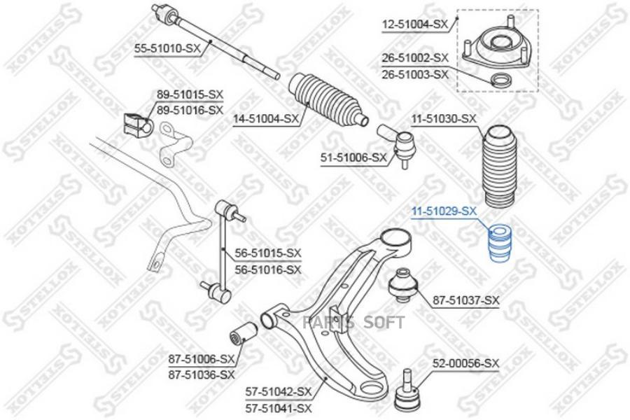 

STELLOX 1151029SX 11-51029-SX_отбойник амортизатора переднего!\ Hyundai Getz 02