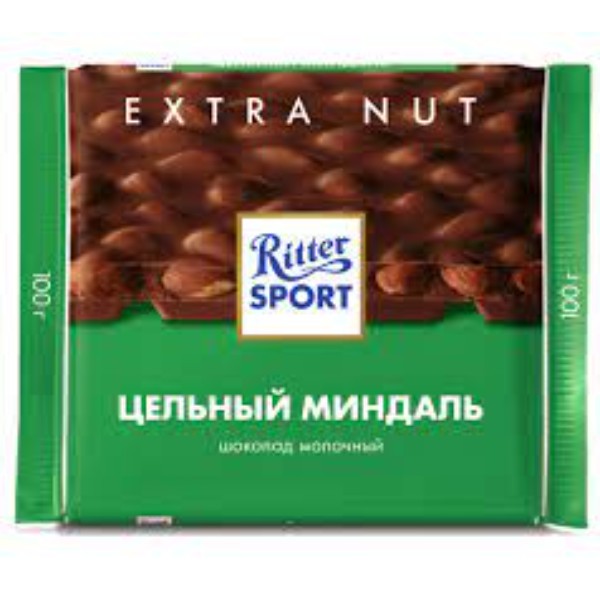 Шоколад Ritter Sport / Риттер Спорт молочный ЦЕЛЬНЫЙ МИНДАЛЬ (100г*11шт)