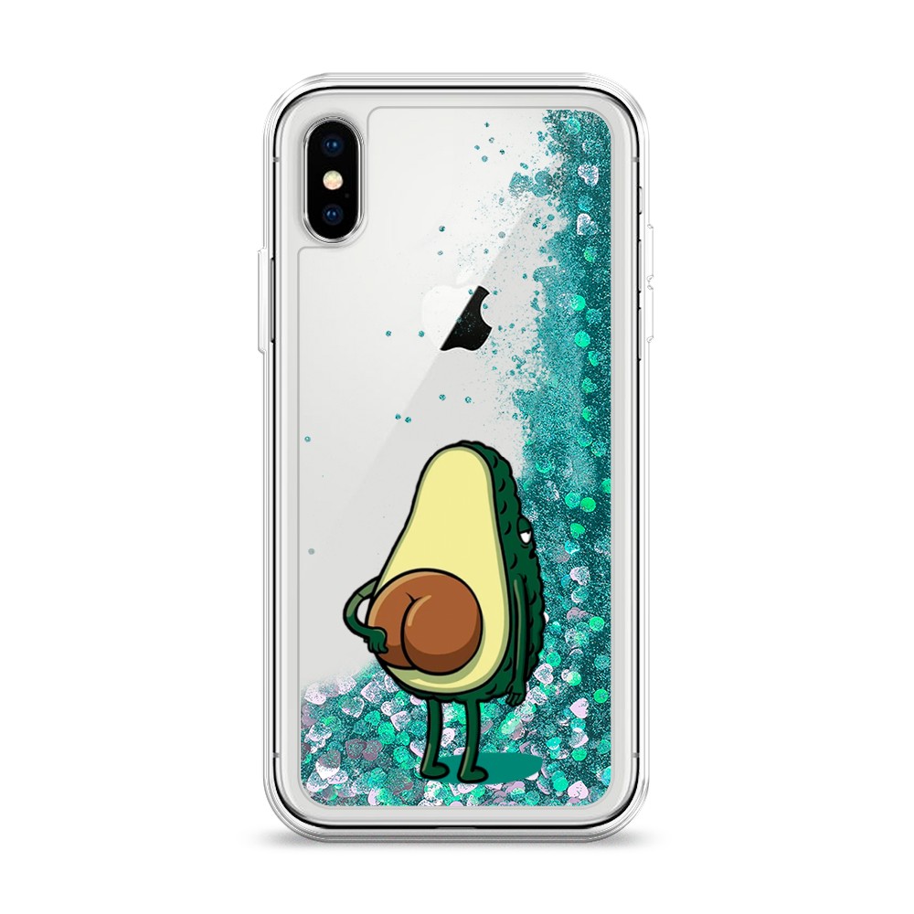 

Жидкий чехол с блестками "Попа авокадо" на Apple iPhone XS (10S), 11895-1