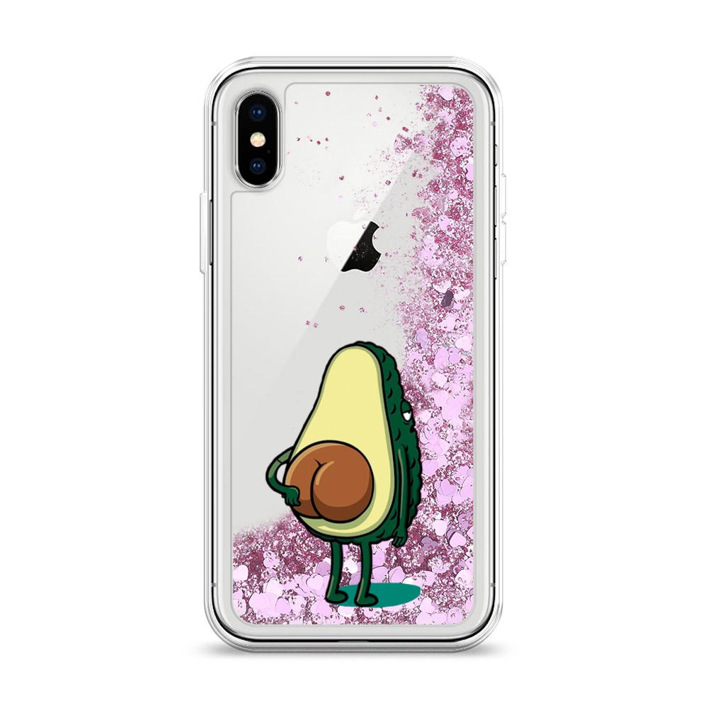 

Жидкий чехол с блестками "Попа авокадо" на Apple iPhone XS (10S), 11894-1