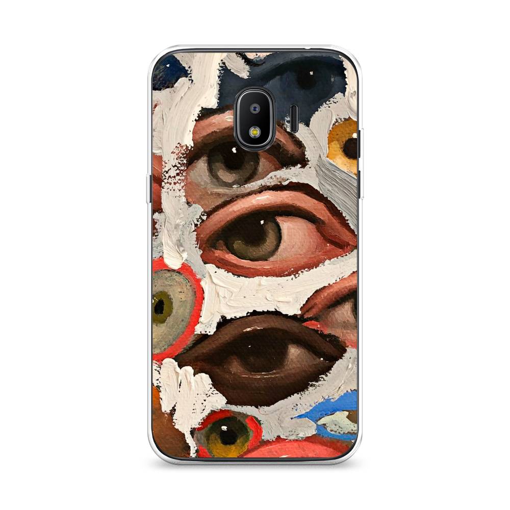 

Чехол Awog на Samsung Galaxy J2 2018 "Глаза масляная живопись", Серый;бежевый;красный, 25650-7