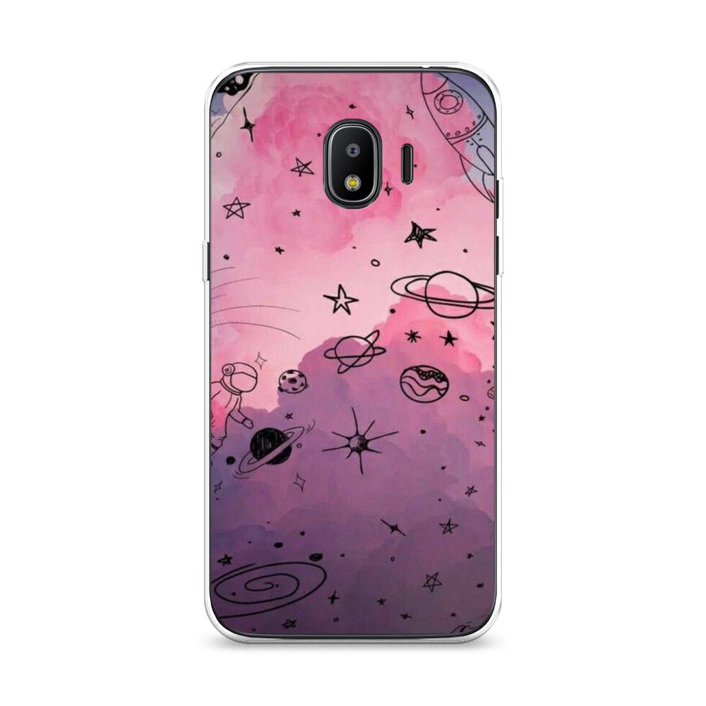 

Чехол Awog на Samsung Galaxy J2 2018 "Радуга планет 3", Черный;розовый, 25650-4