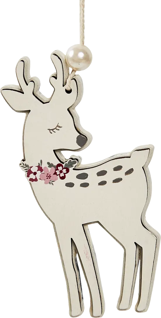 

Елочная игрушка Олень 12x6 цвет бежевый