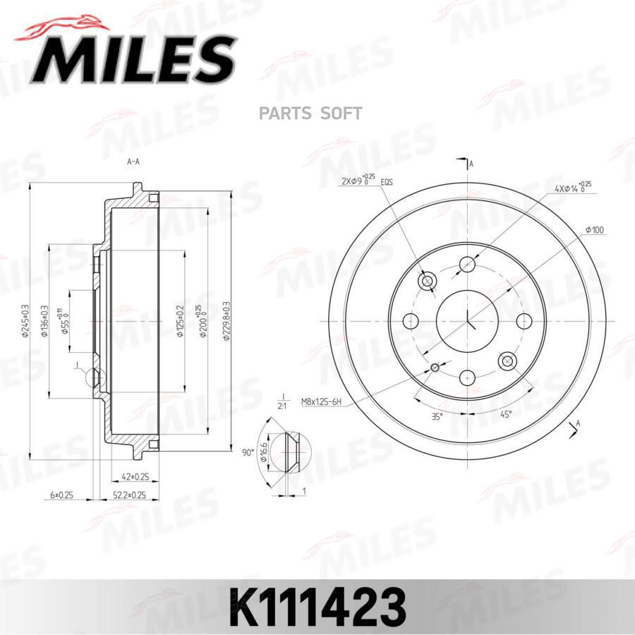 

Барабан Тормозной Mazda 323 98-04 (Trw Db4279) K111423 Miles арт. K111423