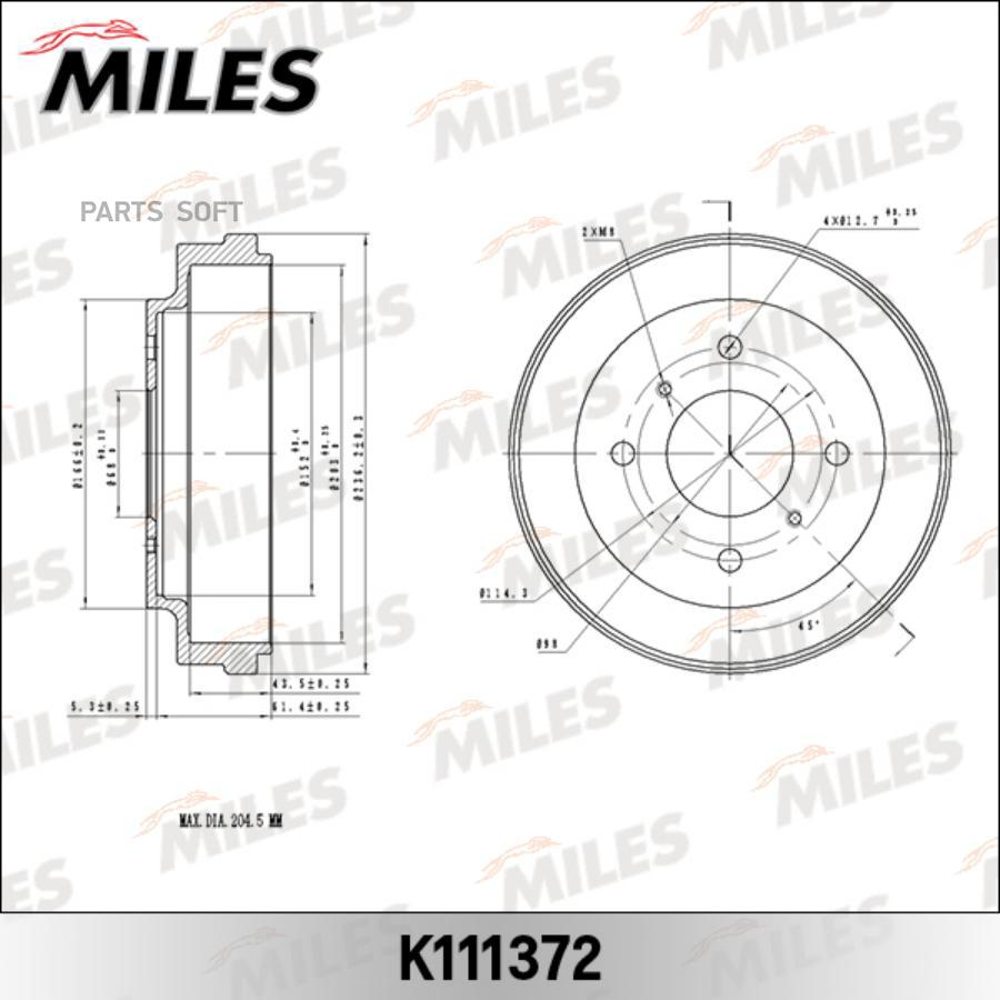 Барабан Тормозной Nissan Almera (N16) 1.5 00- (Trw Db4349) K111372 Miles арт. K111372