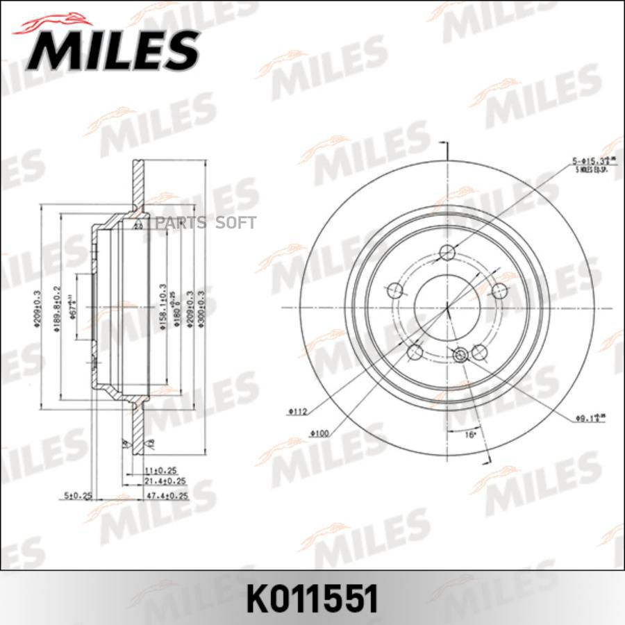 

Диск Тормозной Задний D300мм. Mercedes W220 2.8-3.5 98-05 (Trw Df4436) K011551 Miles арт.