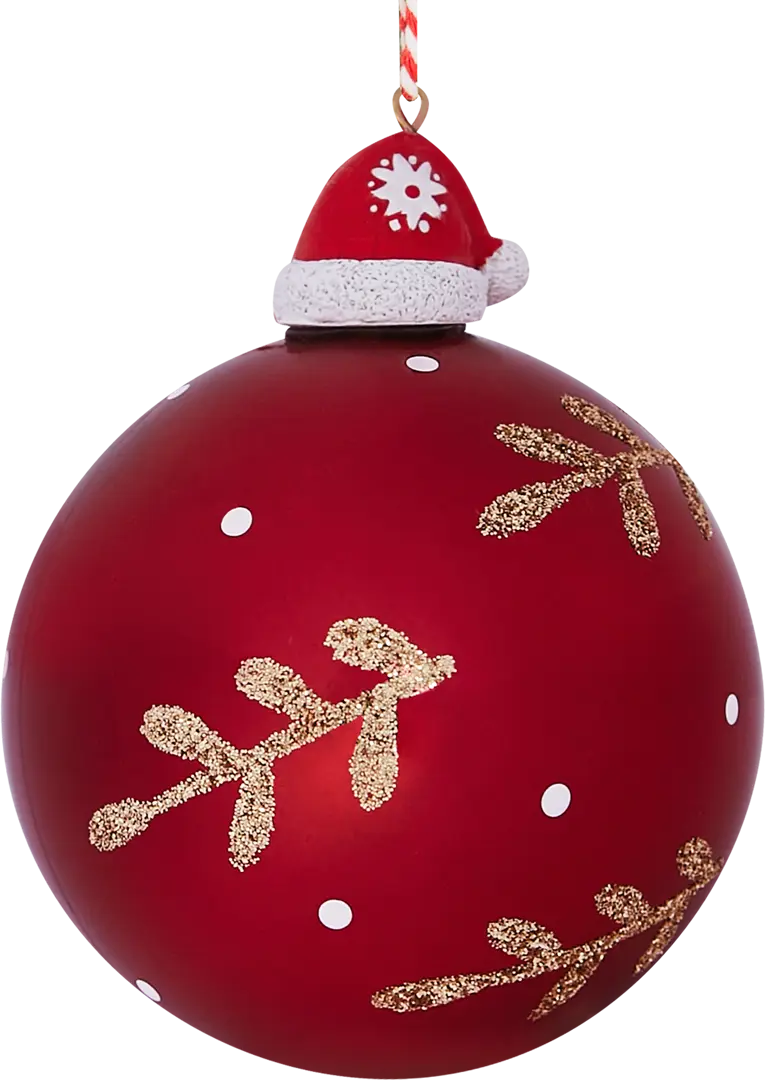 

Елочное украшение Шар со шляпкой Christmas 8 см цвет красный